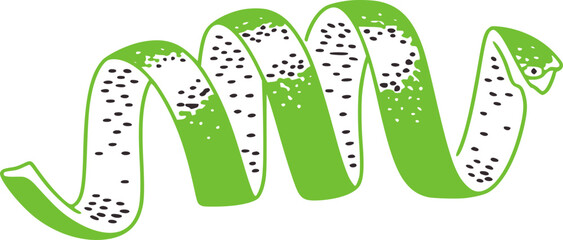 Green citrus peel spiral with dark speckles lime lemon