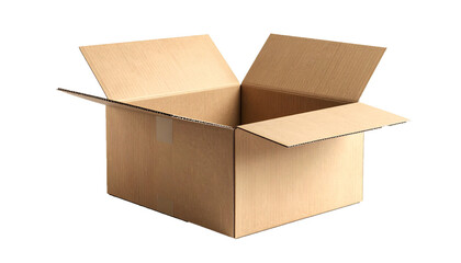 Open Packaging Box Made of Kraft Paperboard Isolated on White