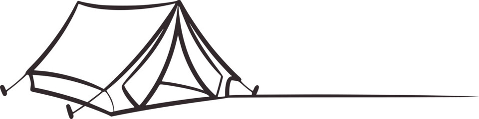 Minimalist black and white tent drawing camping outdoor