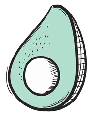 Png avocado cartoon doodle hand drawn sticker