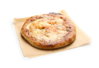 One delicious Megrelian khachapuri isolated on white background