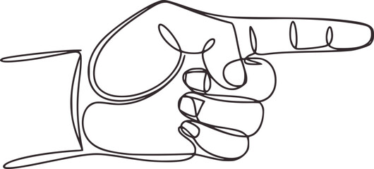 Minimalist line drawing pointing hand gesture line art