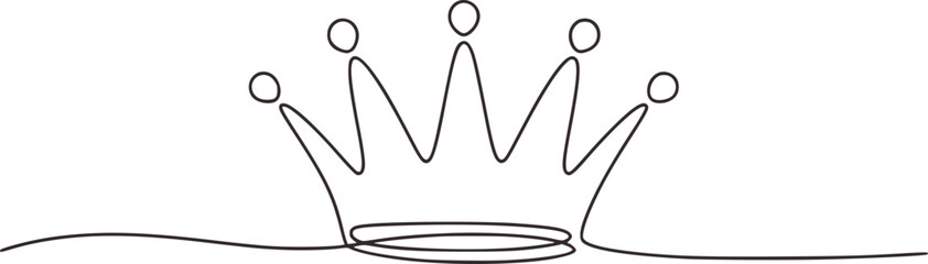 Minimalist single line drawing of a royal crown symbol line art