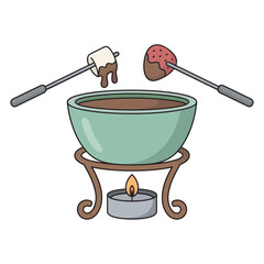 Delightful Chocolate Fondue with Marshmallow and Strawberry