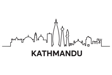 Fototapeta premium Kathmandu Line Art skyline silhouette. Black Kathmandu city design. with white background