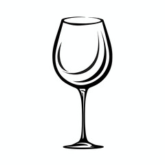 Wine glass black and white line drawing