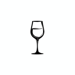 Wine glass black and white line drawing