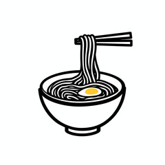 Ramen black and white line drawing