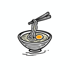 Ramen black and white line drawing