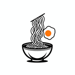 Ramen black and white line drawing