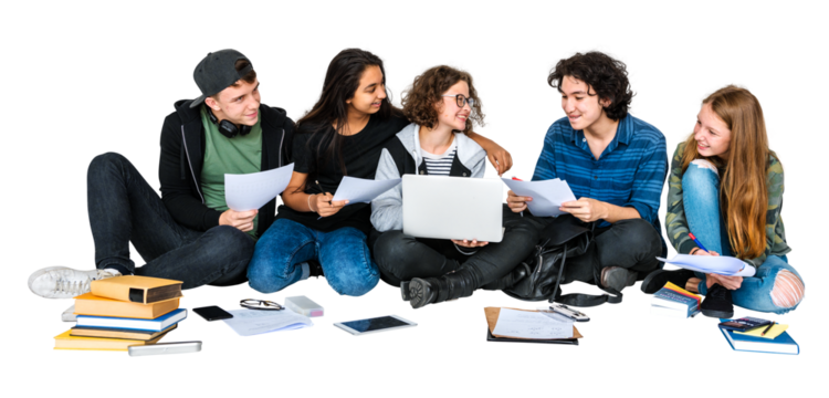 Png students working together sticker, transparent background - Powered by Adobe