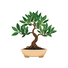 Serene bonsai tree artfully shaped in a simple pot, representing growth and tranquility