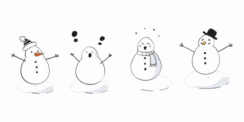 Charming Snowman Collection Vector Illustration for Festive Designs
