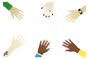 Obraz premium Paper craft hands frame design sticker