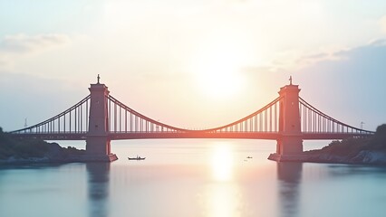 Obraz premium Bridge Miniature Model Isolated on White Background