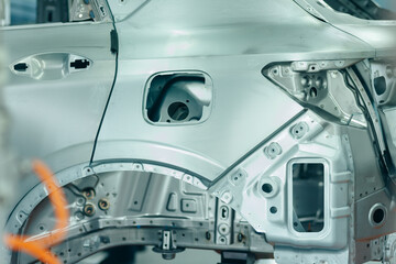 Car frame structure on automobile manufacturing and transportation line