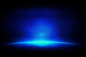 Blue background with a blue circle in the middle. The circle is surrounded by a blue border