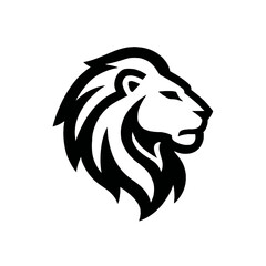 Fototapeta premium Powerful lion head profile vector graphic illustration symbol. Majestic predatory animal icon representing strength, courage, and leadership.