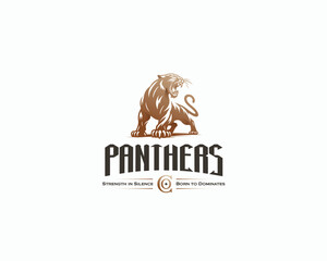 Black Panther silhouette wild cougar with sharp claws logo template 