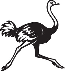 Ostrich Silhouette Vector | Black Flightless Bird Illustration on White Background