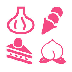 Food, Dessert, and Fruit Pink Icon Set
