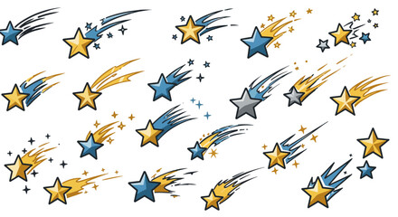 Colorful shooting stars in dynamic cartoon style with vibrant trails © Mark