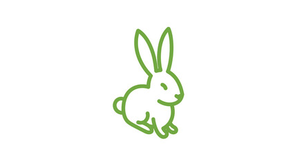Minimal green outline rabbit icon on white background
