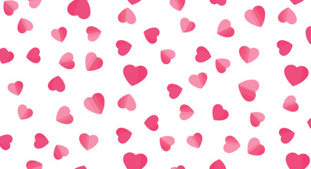 Seamless pink heart pattern on white background for valentine's day