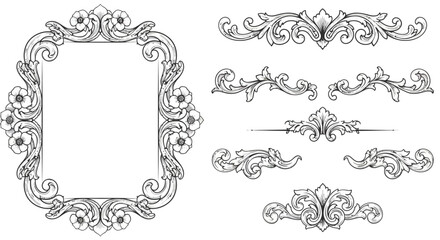 Obraz premium Ornate baroque decorative frame and flourishes in detailed vintage style