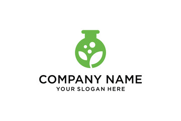 Green Natural Health and Wellness Logo Design with Botanical Pot and Leaves Symbol