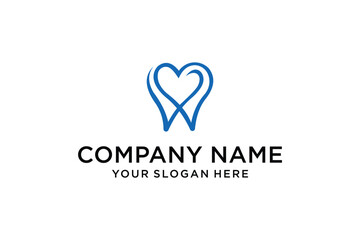 Blue Heart Tooth Logo for Dental Clinics, Oral Health, and Dentistry Services
