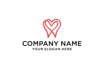 Minimalist Dental Clinic Logo with Heart and Tooth Line Art Design