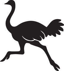 Ostrich Silhouette Vector | Black Flightless Bird Illustration on White Background