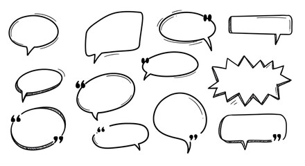 Fototapeta premium Set of hand-drawn speech bubbles for comic and design projects