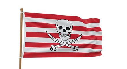 A classic pirate flag with a skull and crossbones, isolated on transparent background