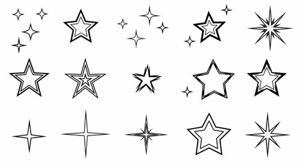 Obraz premium Collection of Sparkling Star Shapes for Graphic Design Projects