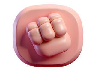 Empowering 3d fist emoji isolated on transparent background symbolizes strength, unity, and resilience in digital communication