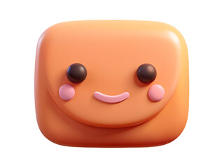 Adorable orange square character with a sweet smile isolated on transparent background, a charming and playful design