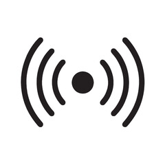Simple black icon representing a wireless signal or wi fi connection