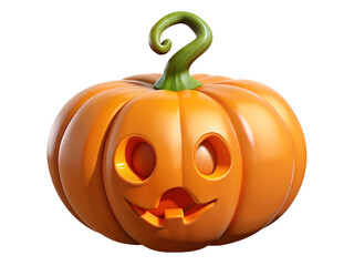 Cheerful halloween pumpkin with a cute face, isolated on transparent background, perfect for holiday designs