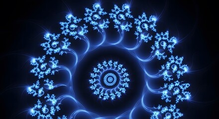 Fototapeta premium Abstract Blue Fractal Design Spiraling Pattern Contemporary Art Digital Illustration Modern Geometric Form