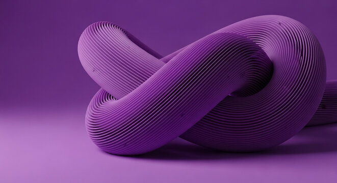 Abstract purple knot sculpture with a textured surface, creating a visually intriguing and modern aesthetic