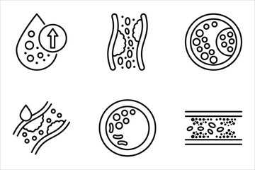 Cholesterol icon set. editable icons, can be used in logo, UI and web design, Flat illustration of vector icon on white background.