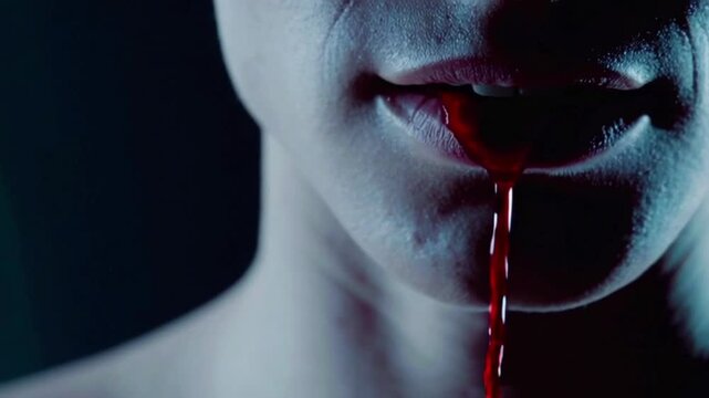vampire with blood dripping from fangs