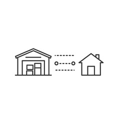 Warehouse to home delivery logistics supply chain icon.