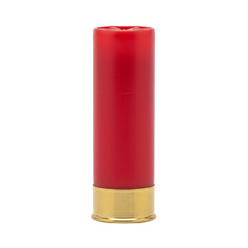 Red 12 gauge shotgun shell for sport hunting