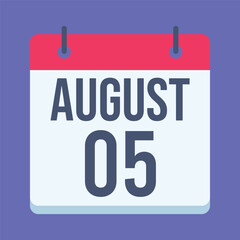 5 August International Traffic Light Day Calendar. Blue Background. Isolated Vector Calendar.