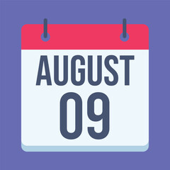 9 August International Day of Indigenous Peoples Calendar. Blue Background. Isolated Vector Calendar.