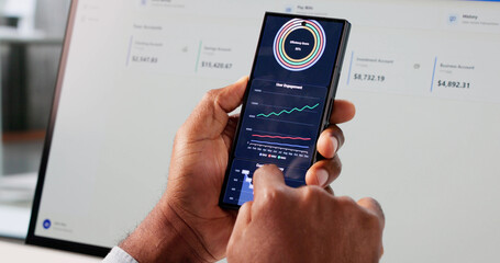 Businessman Analyzes Market Trends Using Predictive Analytics Dashboard