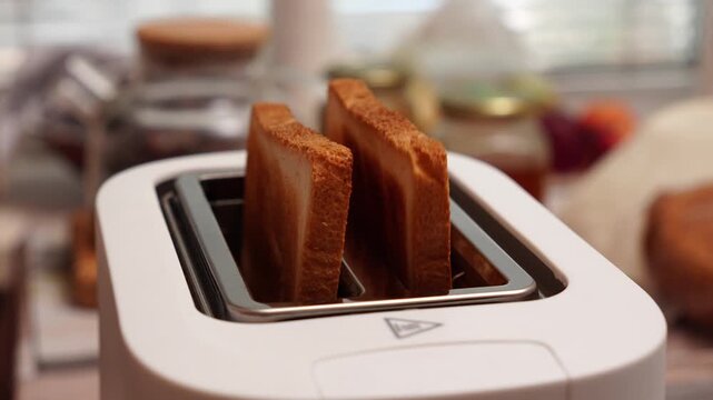 ready-made toasts in a toaster